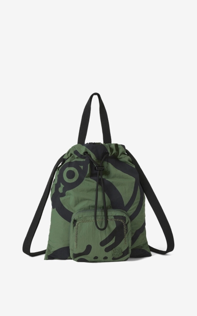 Kenzo Men K-tiger Foldable Backpack Dark Khaki